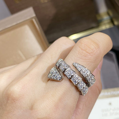 [OAK JURI]SERPENTI DOUBLE RING SILVER DIAMOND PAVED