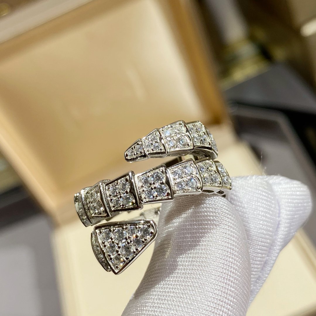[OAK JURI]SERPENTI DOUBLE RING SILVER DIAMOND PAVED