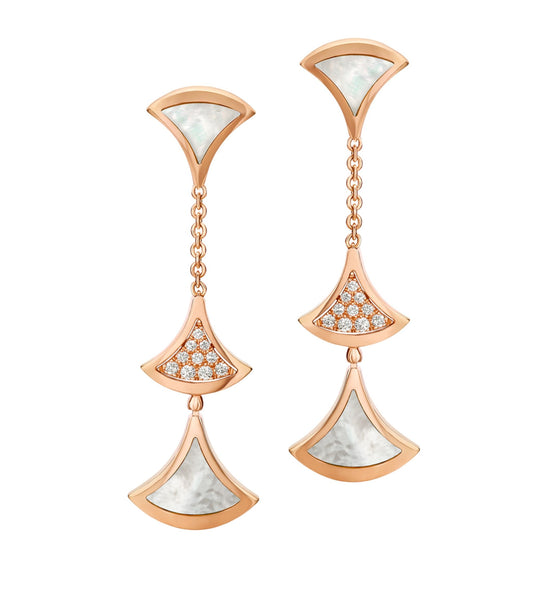 [OAK JURI]DREAM EARRINGS 3 MOTIFS DIAMOND MOP PINK GOLD