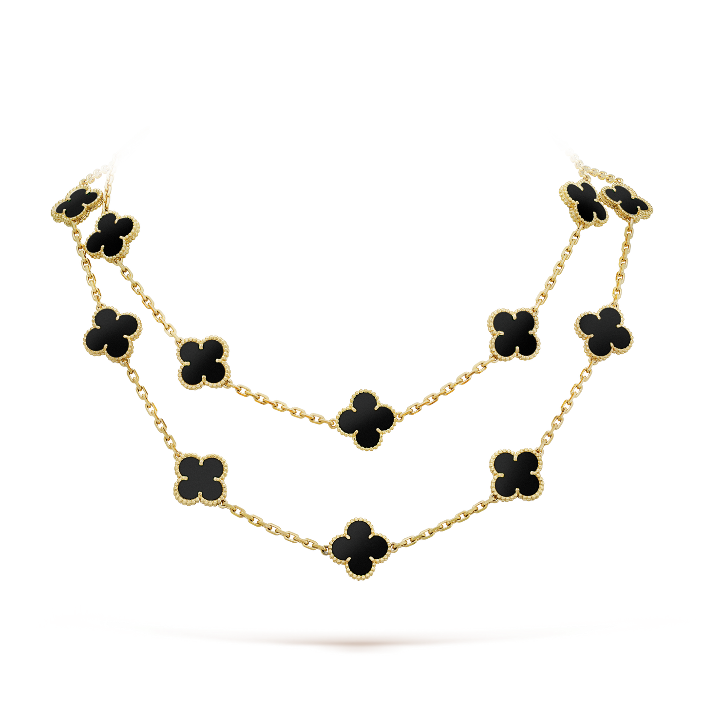 [OAK JURI]CLOVER 20 MOTIFS ONYX NECKLACE