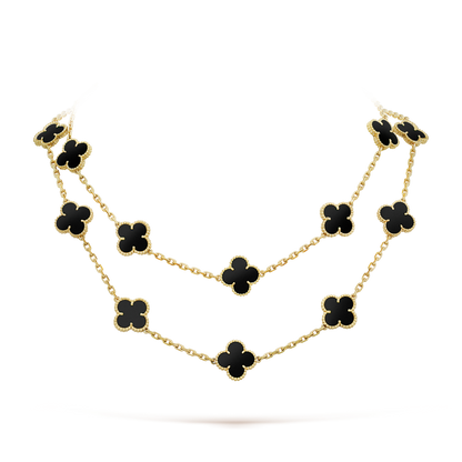 [OAK JURI]CLOVER 20 MOTIFS ONYX NECKLACE
