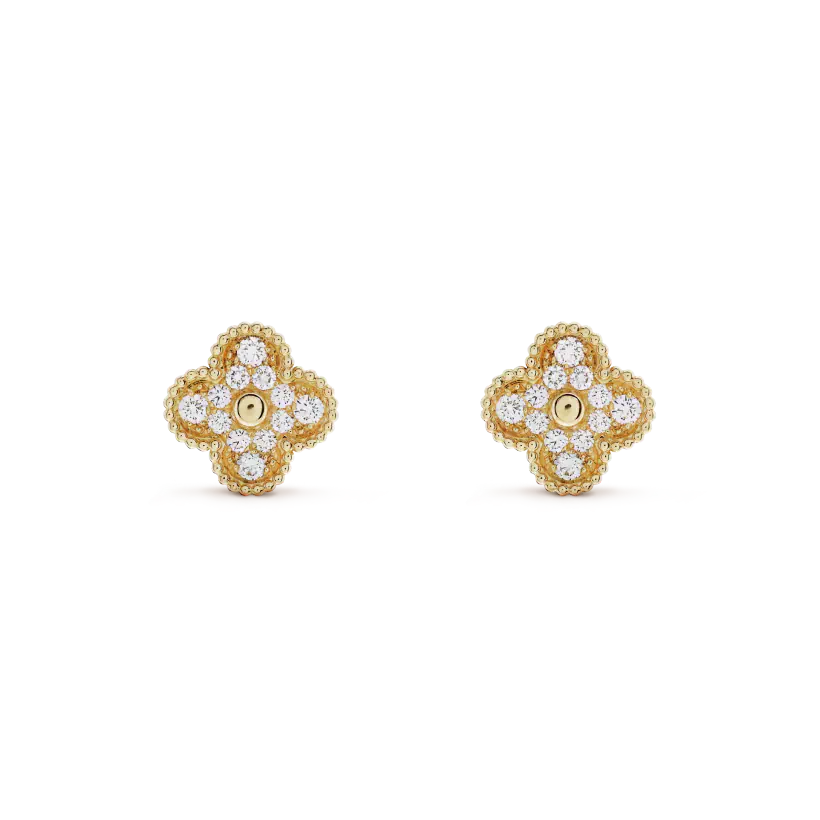 [OAK JURI]CLOVER MEDIUM 1 MOTIFS FUll DIAMOND EARRINGS