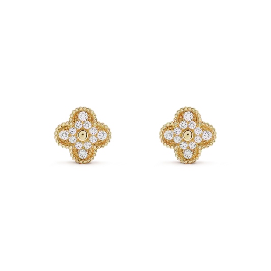 [OAK JURI]CLOVER MEDIUM 1 MOTIFS FUll DIAMOND EARRINGS