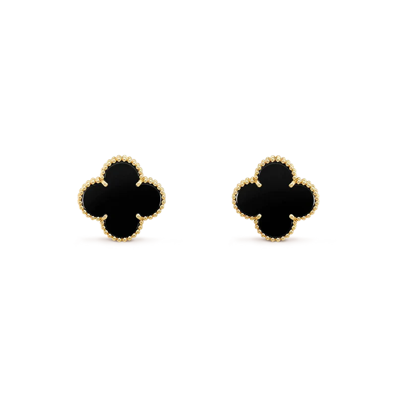 [OAK JURI]CLOVER MEDIUM 1 MOTIFS  ONYX STUD EARRINGS