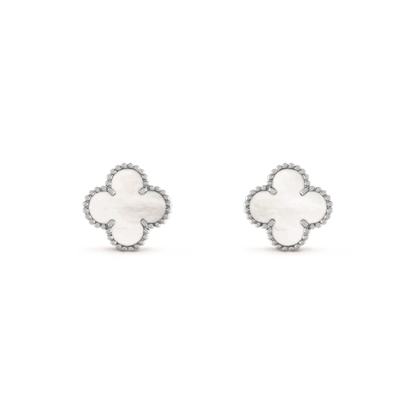 [OAK JURI]CLOVER MEDIUM 1 MOTIFS  WHITE MOP EARRINGS SILVER