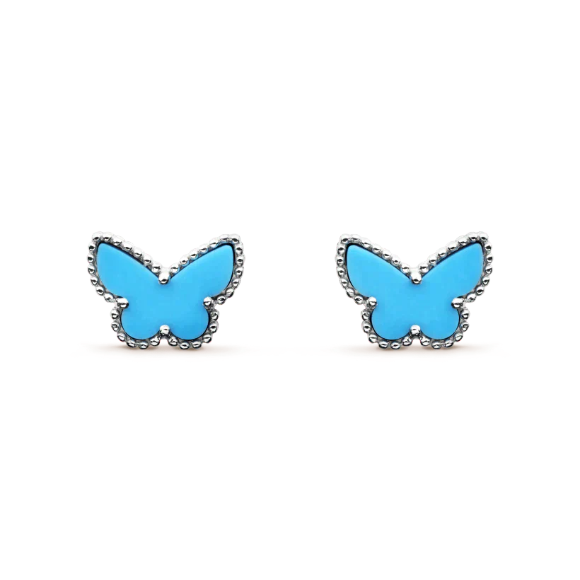 [OAK JURI]BUTTERFLY TURQUOISE EARRINGS SILVER