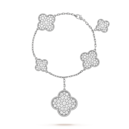 [OAK JURI]CLOVER 6 MOTIFS SILVER DIAMOND BRACELET