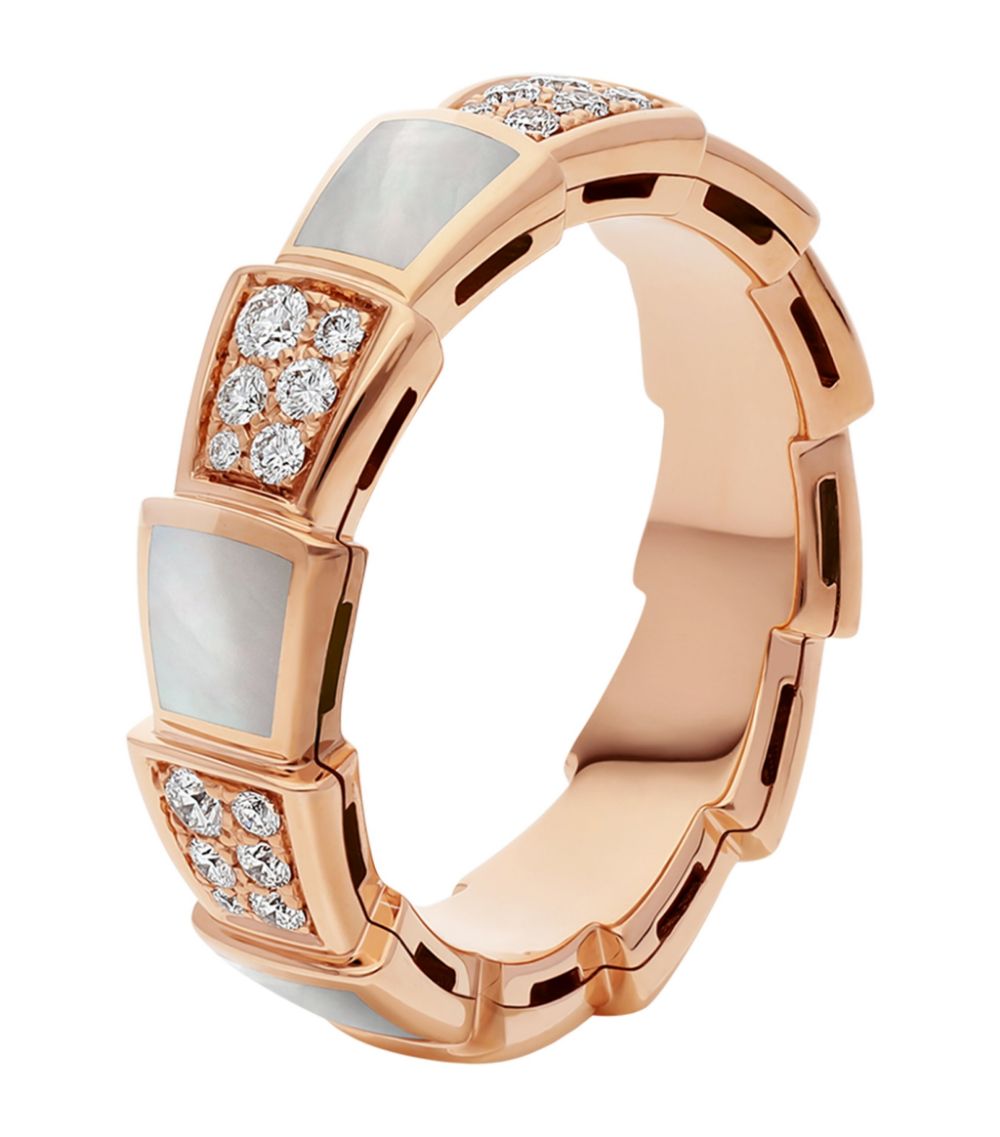 [OAK JURI]SERPENTI RING PINK GOLD MOP DIAMOND PAVED 4MM