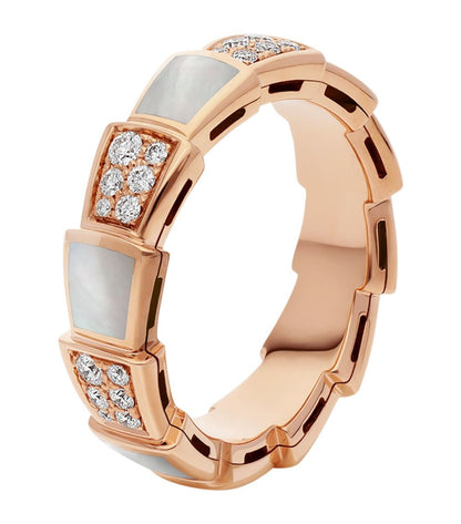 [OAK JURI]SERPENTI RING PINK GOLD MOP DIAMOND PAVED 4MM