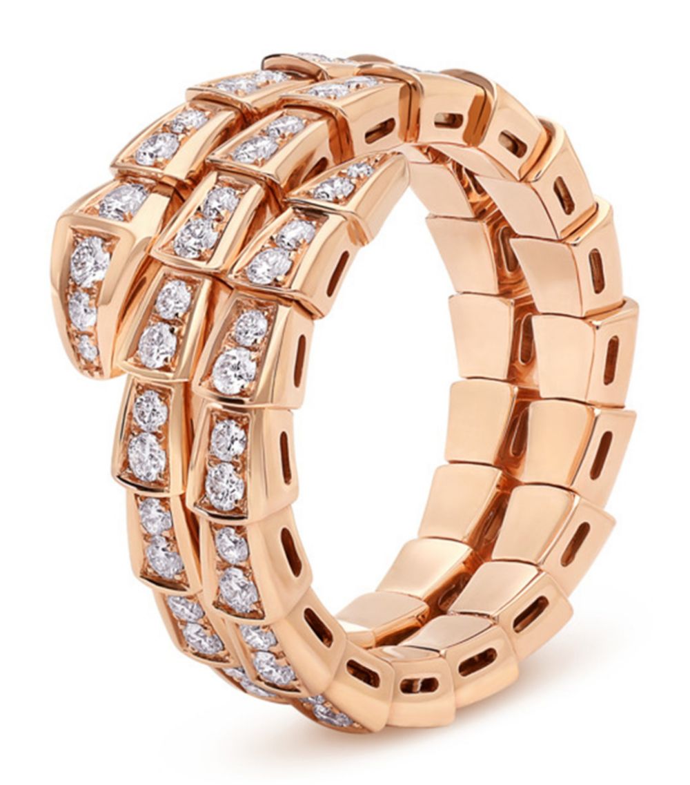 [OAK JURI]SERPENTI RING PINK GOLD DIAMOND DOUBLE ROW