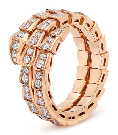 [OAK JURI]SERPENTI RING PINK GOLD DIAMOND DOUBLE ROW