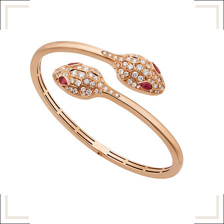 [OAK JURI]SERPENTI BRACELET PINK GOLD DIAMOND DOUBLE SNAKE