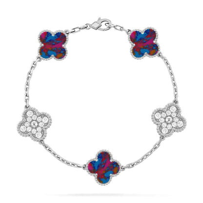 [OAK JURI]CLOVER 5 MOTIF COLOR GEMSTONES BRACELET COLLECTION