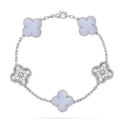 [OAK JURI] CLOVER 5 MOTIF PURPLE CHALCEDONY BRACELET COLLECTION
