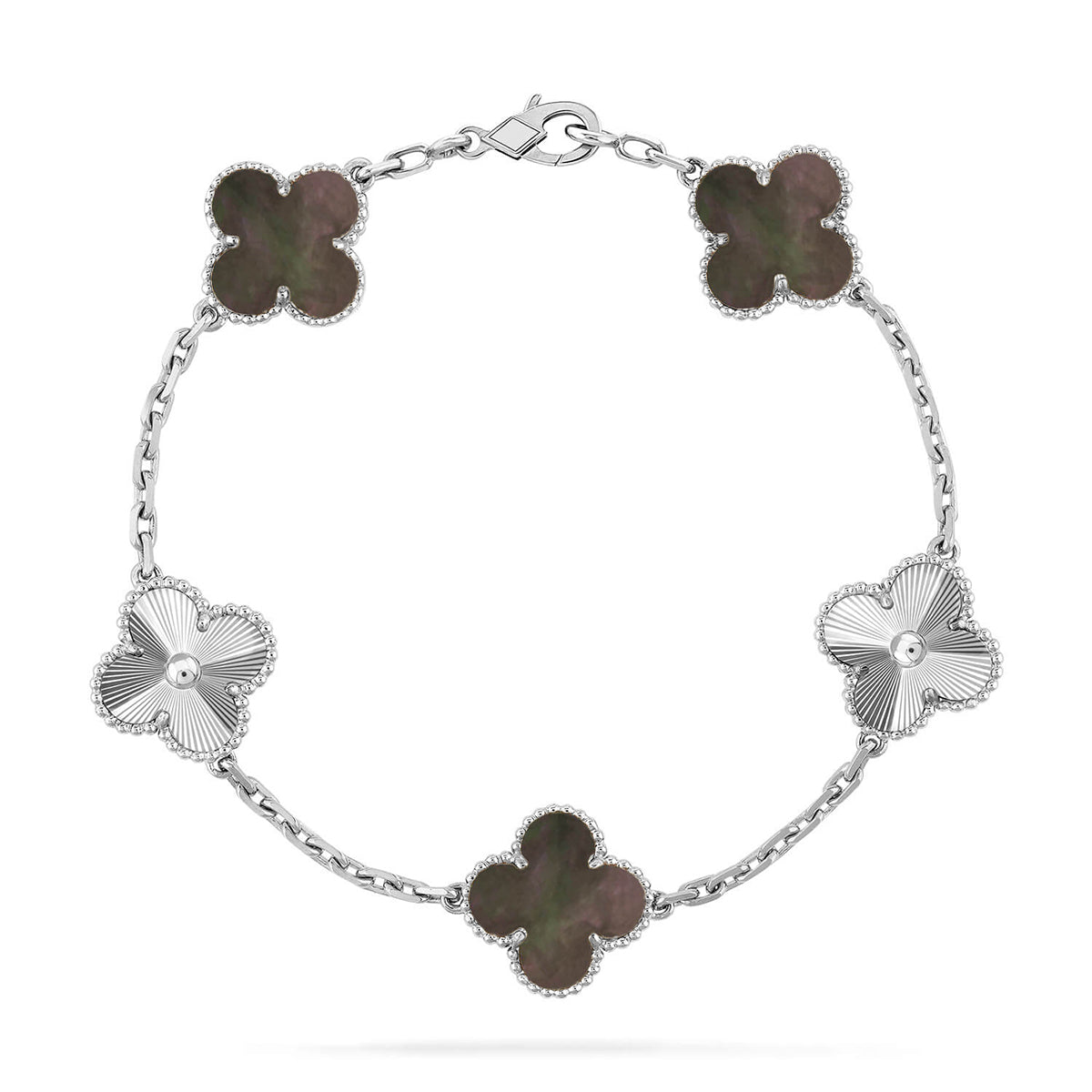 [OAK JURI] CLOVER 5 MOTIF GRAY MOP BRACELET COLLECTION