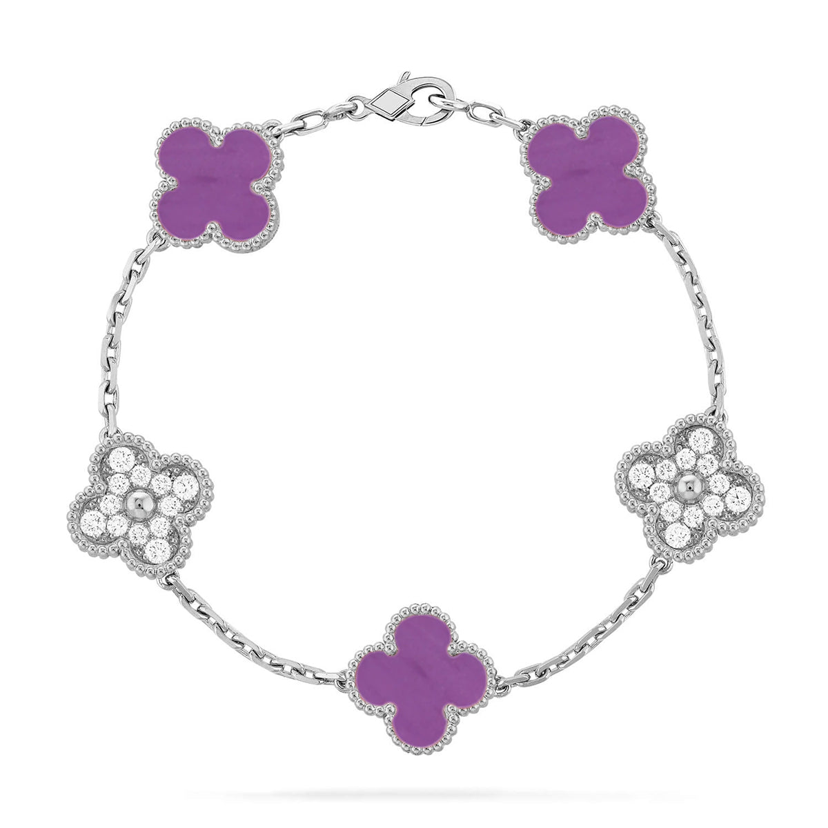 [OAK JURI] CLOVER 5 MOTIF VIOLET BRACELET COLLECTION