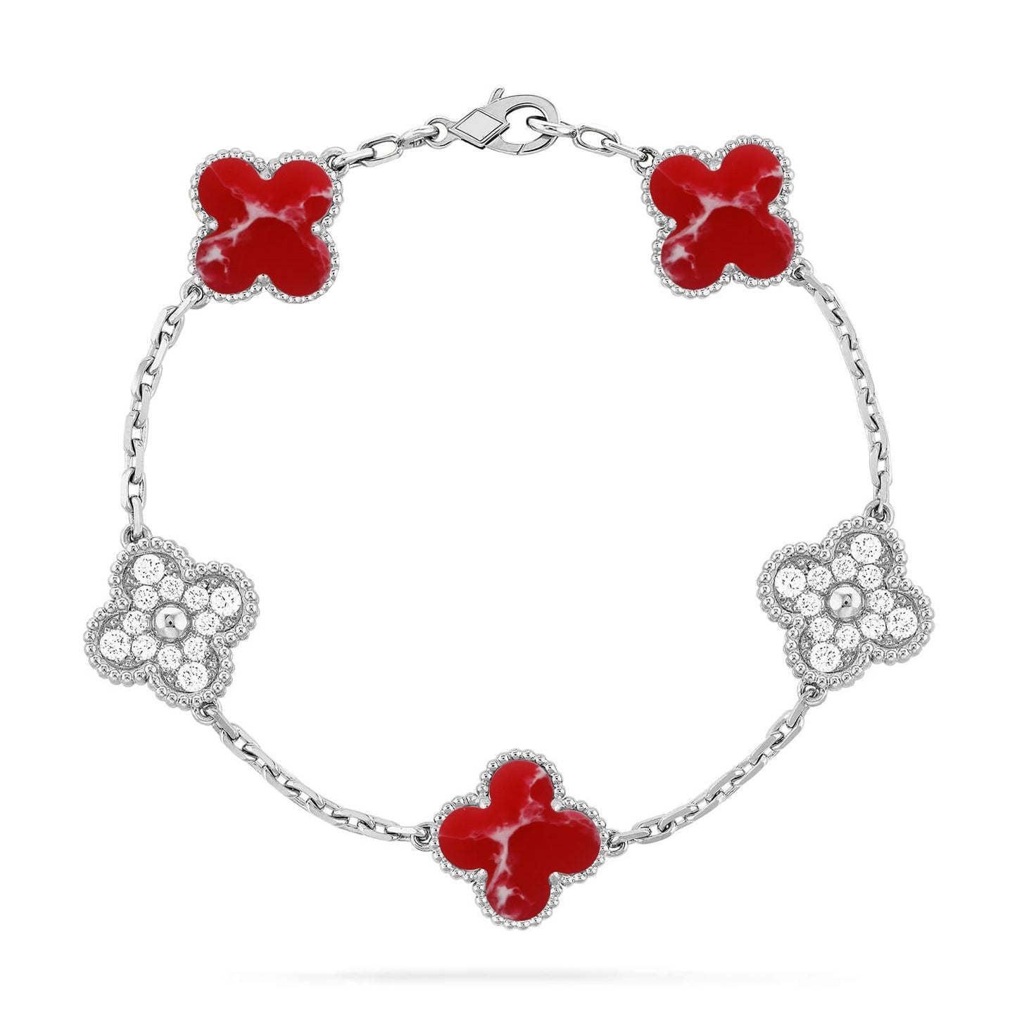 [OAK JURI]CLOVER 5 MOTIF RED PATTERN BRACELET COLLECTION