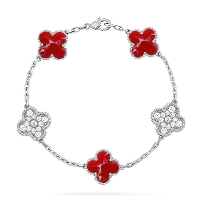 [OAK JURI]CLOVER 5 MOTIF RED PATTERN BRACELET COLLECTION