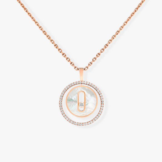 [OAK JURI]LUCKY MOVE 1 DIAMOND WHITE MOTHER OF PEARL PINK GOLD DIAMOND NECKLACE