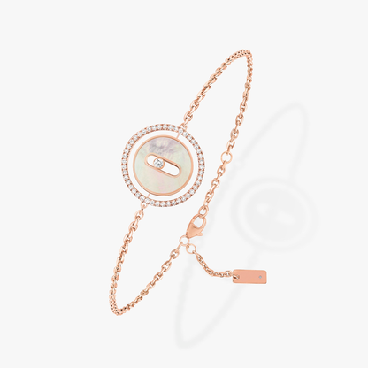 [OAK JURI]LUCKY MOVE WHITE MOTHER OF PEARL PINK GOLD DIAMOND BRACELET