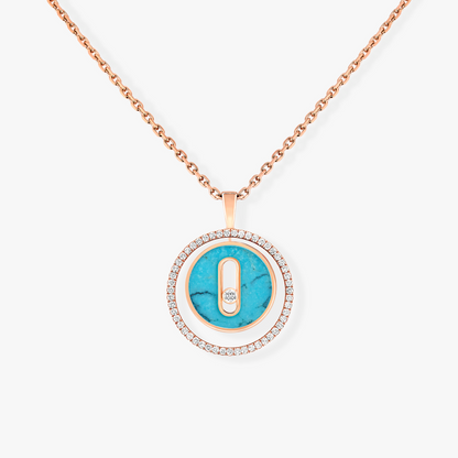 [OAK JURI]LUCKY MOVE 1 DIAMOND TURQUOISE PINK GOLD DIAMOND NECKLACE