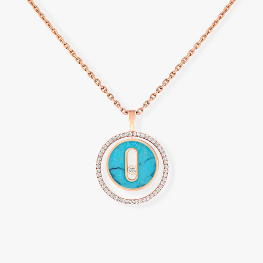 [OAK JURI]LUCKY MOVE 1 DIAMOND TURQUOISE PINK GOLD DIAMOND NECKLACE