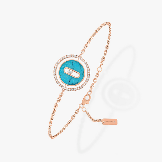 [OAK JURI]LUCKY MOVE TURQUOISE PINK GOLD DIAMOND BRACELET