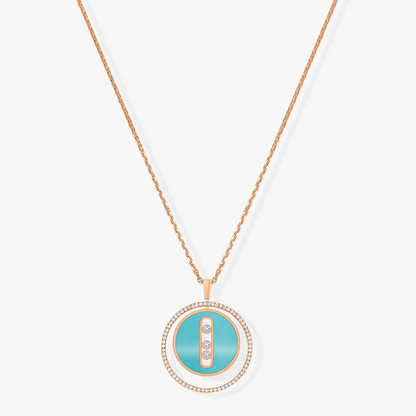 [OAK JURI]LUCKY MOVE 3 DIAMONDS TURQUOISE PINK GOLD DIAMOND NECKLACE