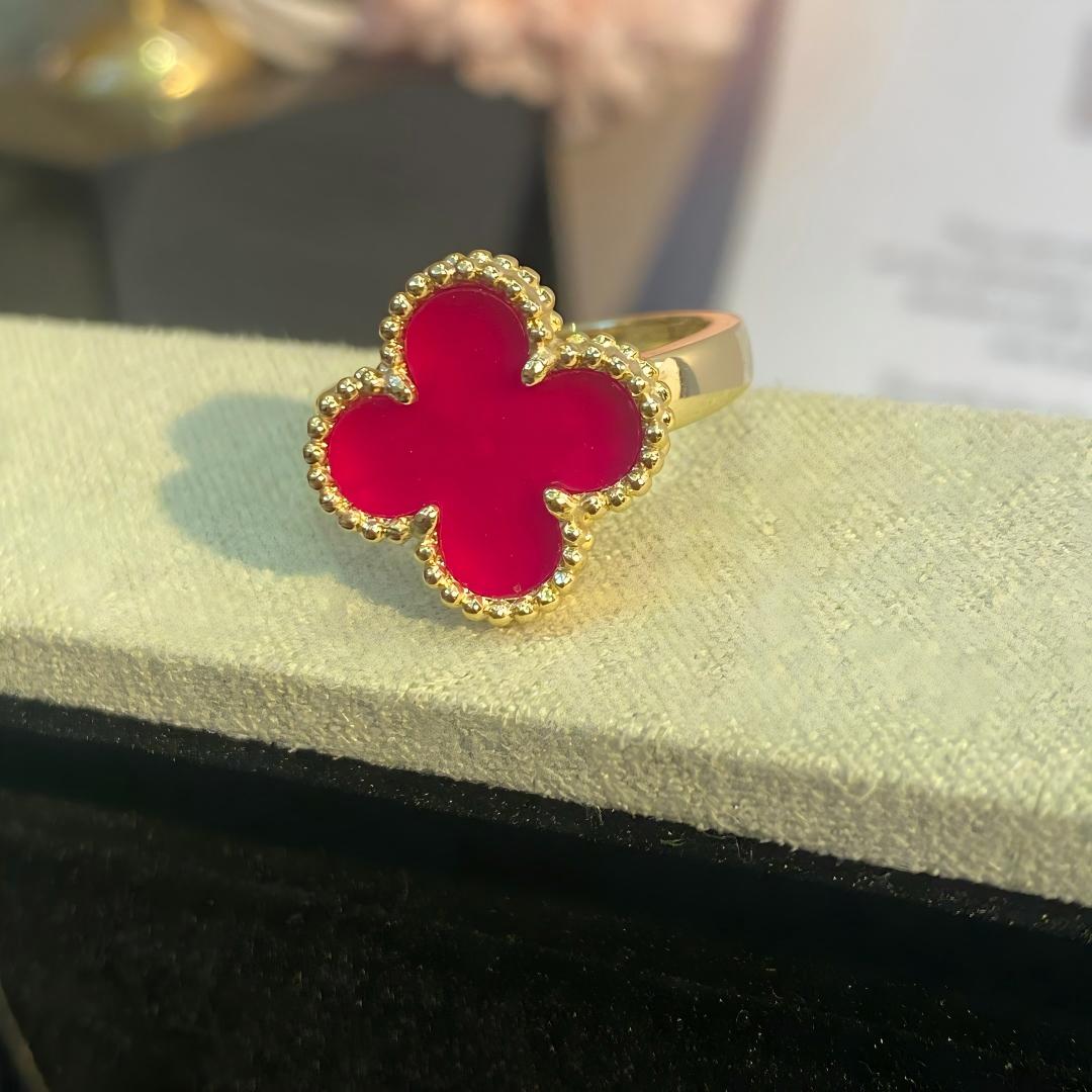 [OAK JURI]NEW CLOVER PINK ENAMEL RINGS