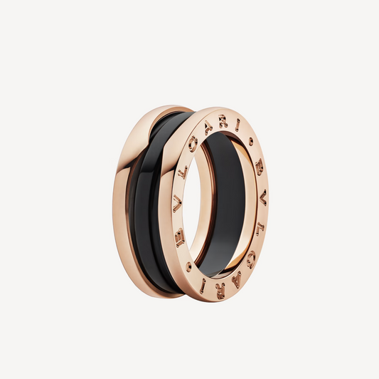 [OAK JURI]ZERO 1 TWO-BAND LOOPS AND BLACK CERAMIC PINK GOLD RING