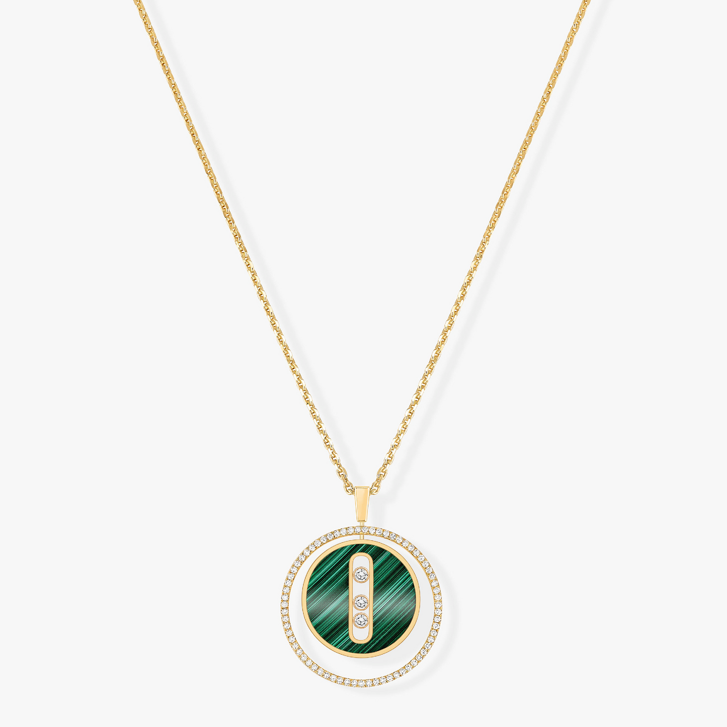 [OAK JURI]LUCKY MOVE 3 DIAMOND MALACHITE GOLD DIAMOND NECKLACE
