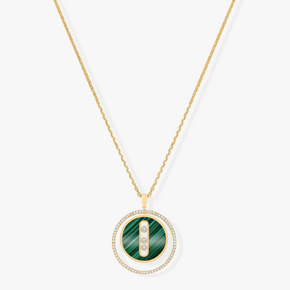 [OAK JURI]LUCKY MOVE 3 DIAMOND MALACHITE GOLD DIAMOND NECKLACE