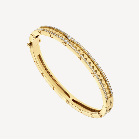 [OAK JURI]ZERO 1 SPIRAL AND PAVED DIAMOND GOLD BRACELET
