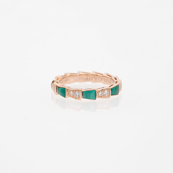 [OAK JURI]SERPENTI RING PINK GOLD MALACHITE DIAMOND 3MM