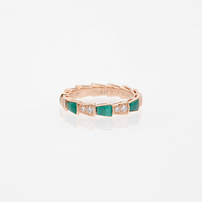[OAK JURI]SERPENTI RING PINK GOLD MALACHITE DIAMOND 3MM
