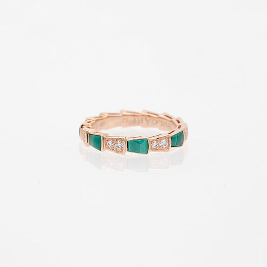 [OAK JURI]SERPENTI RING PINK GOLD MALACHITE DIAMOND 3MM