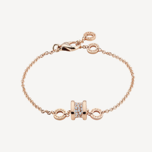 [OAK JURI]ZERO 1 SOFT PINK GOLD WITH PAVED DIAMONDS ON THE SPIRAL BRACELET
