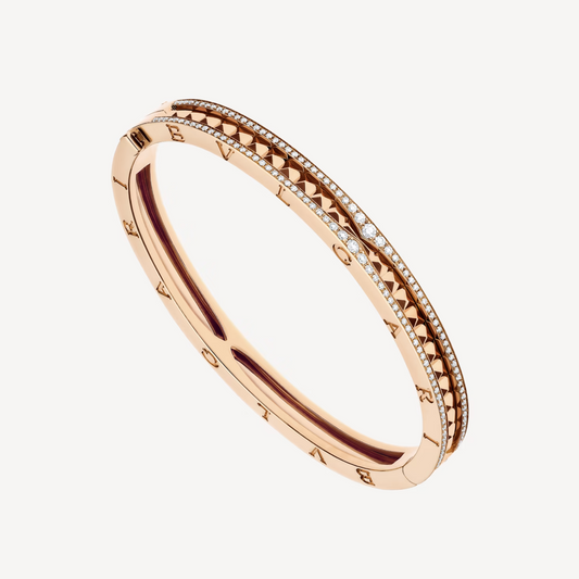 [OAK JURI]ZERO 1 SPIRAL AND PAVED DIAMOND PINK GOLD BRACELET