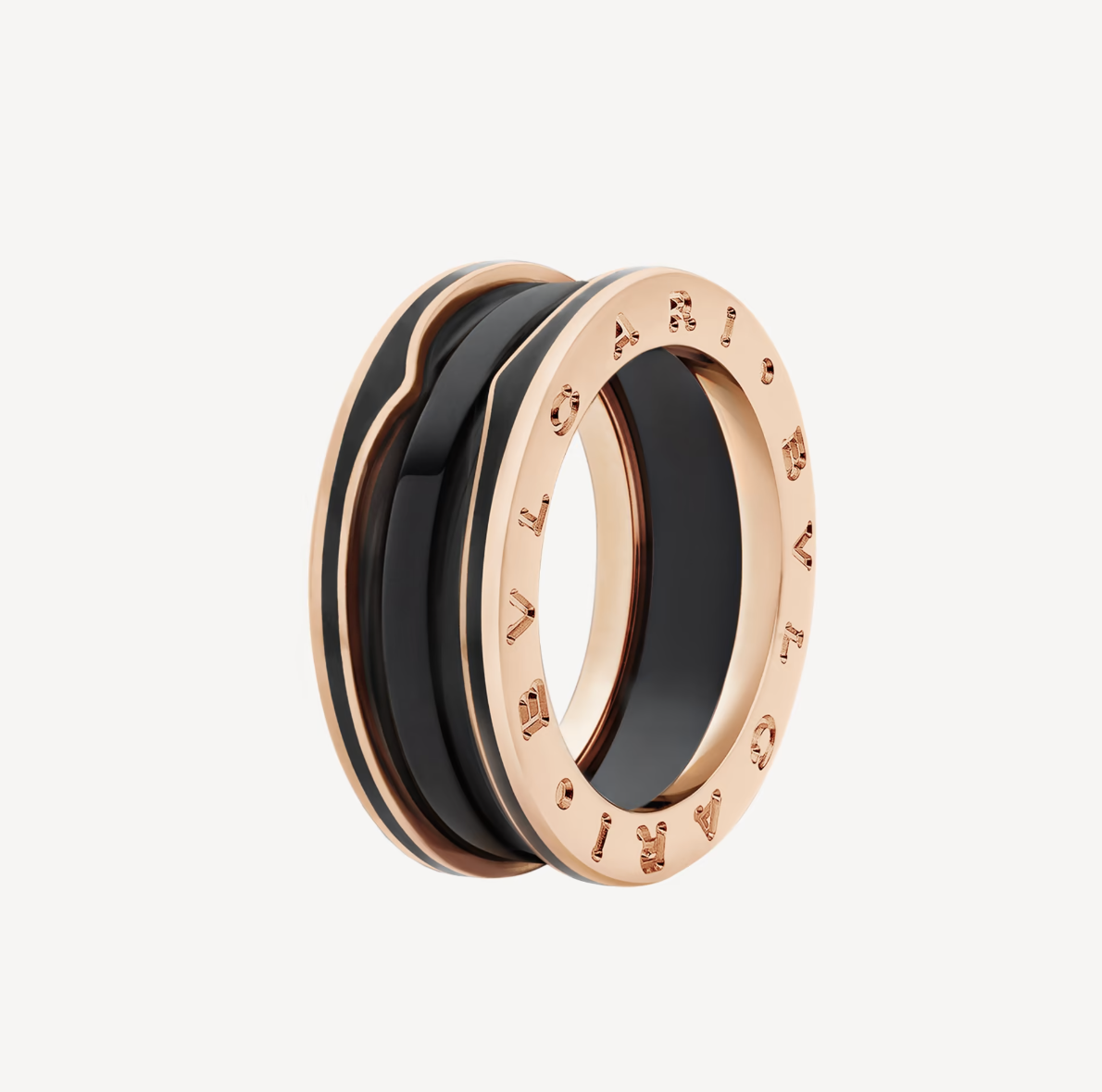 [OAK JURI]ZERO 1 TWO-BAND WITH MATTE BLACK CERAMIC PINK GOLD RING
