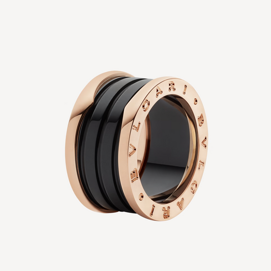 [OAK JURI]ZERO 1 FOUR-BAND LOOPS AND BLACK CERAMIC SPIRAL PINK GOLD RING