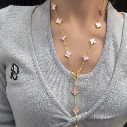 [OAK JURI]CLOVER 20 MOTIFS PINK MOP NECKLACE