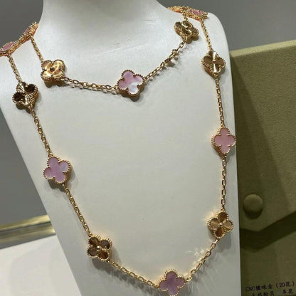 [OAK JURI]CLOVER 20 MOTIFS LASER PINK MOP NECKLACE