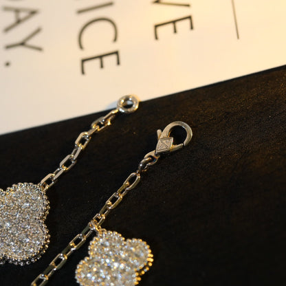 [OAK JURI]CLOVER BRACELET 5 MOTIF SILVER DIAMOND PAVED