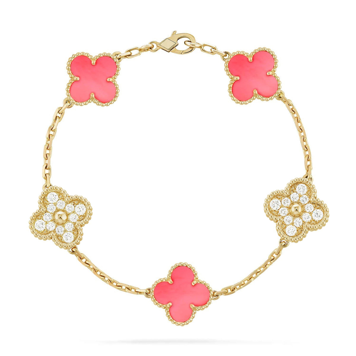 [OAK JURI] CLOVER 5 MOTIFS  PINK MOP BRACELET COLLECTION