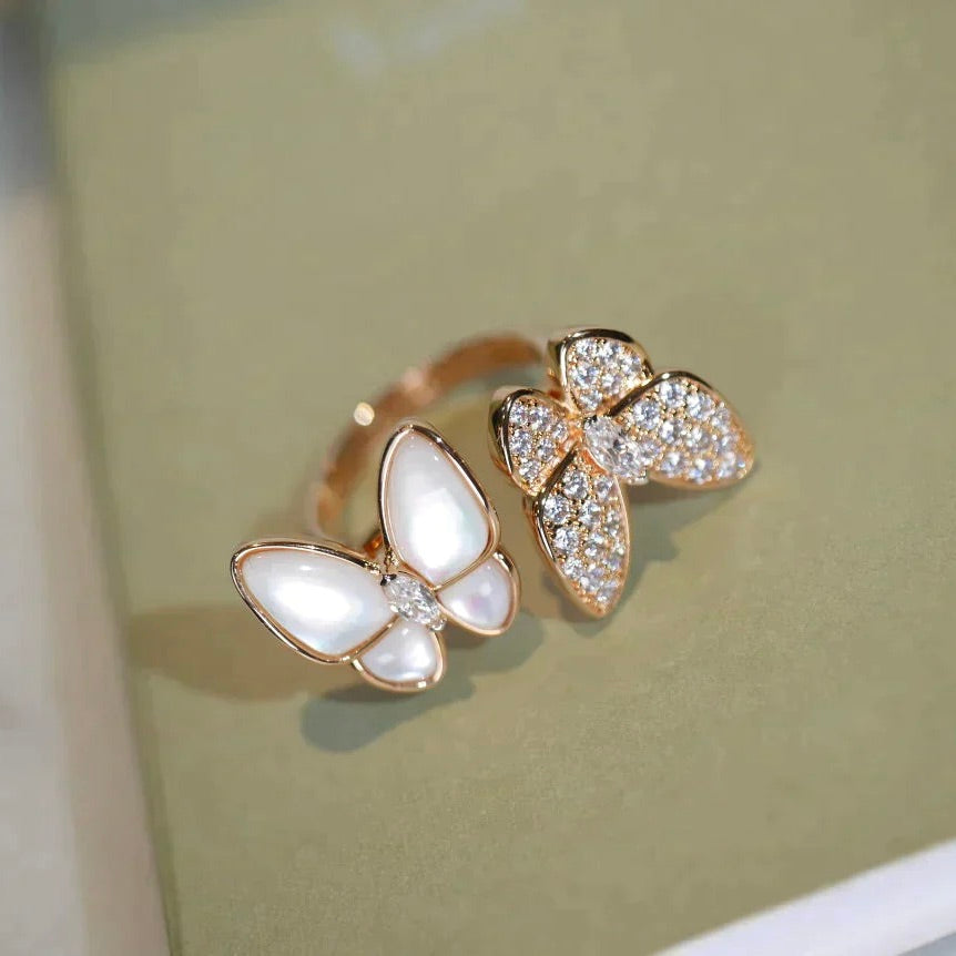 [OAK JURI]TWIN BUTTERFLY DIAMOND MOP RING