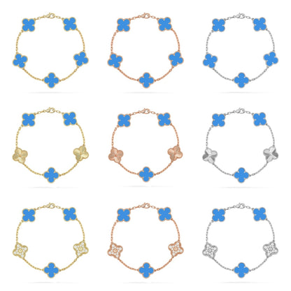 [OAK JURI] CLOVER 5 MOTIF BLUE AGATE BRACELET COLLECTION