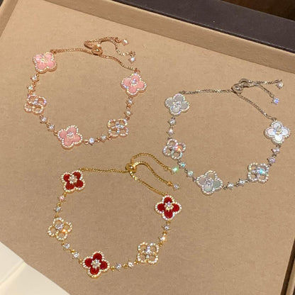[OAK JURI]CLOVER 5 MOTIF PINK BLUE RED WHITE BRACELET