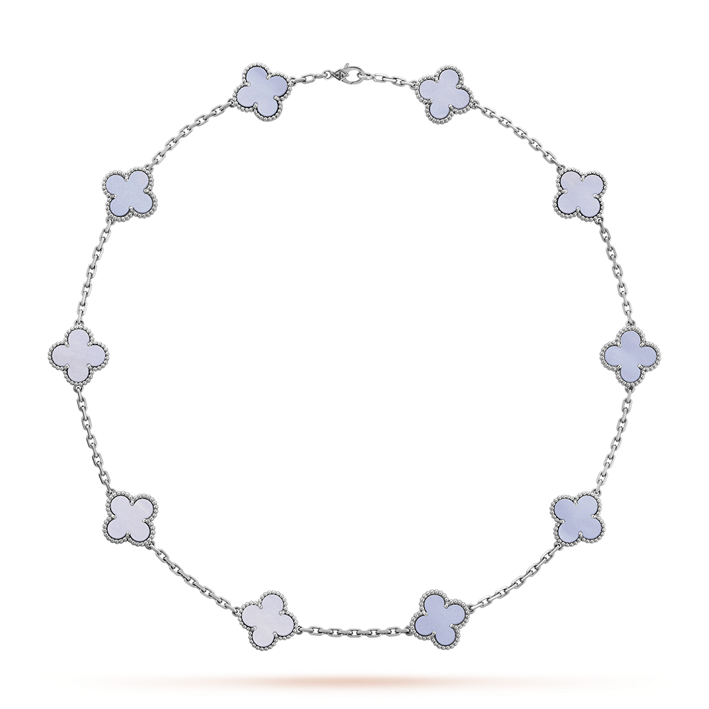 [OAK JURI]CLOVER 10 MOTIFS BLUE CHALCEDONY NECKLACE