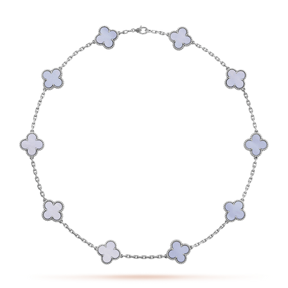 [OAK JURI]CLOVER 10 MOTIFS BLUE CHALCEDONY NECKLACE