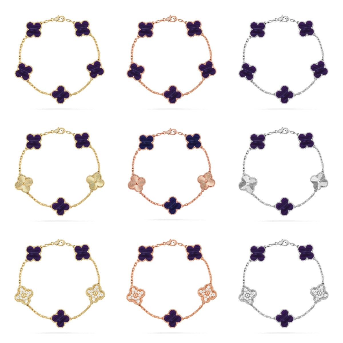 [OAK JURI]CLOVER 5 MOTIF PURPLE STRIPES BRACELET COLLECTION
